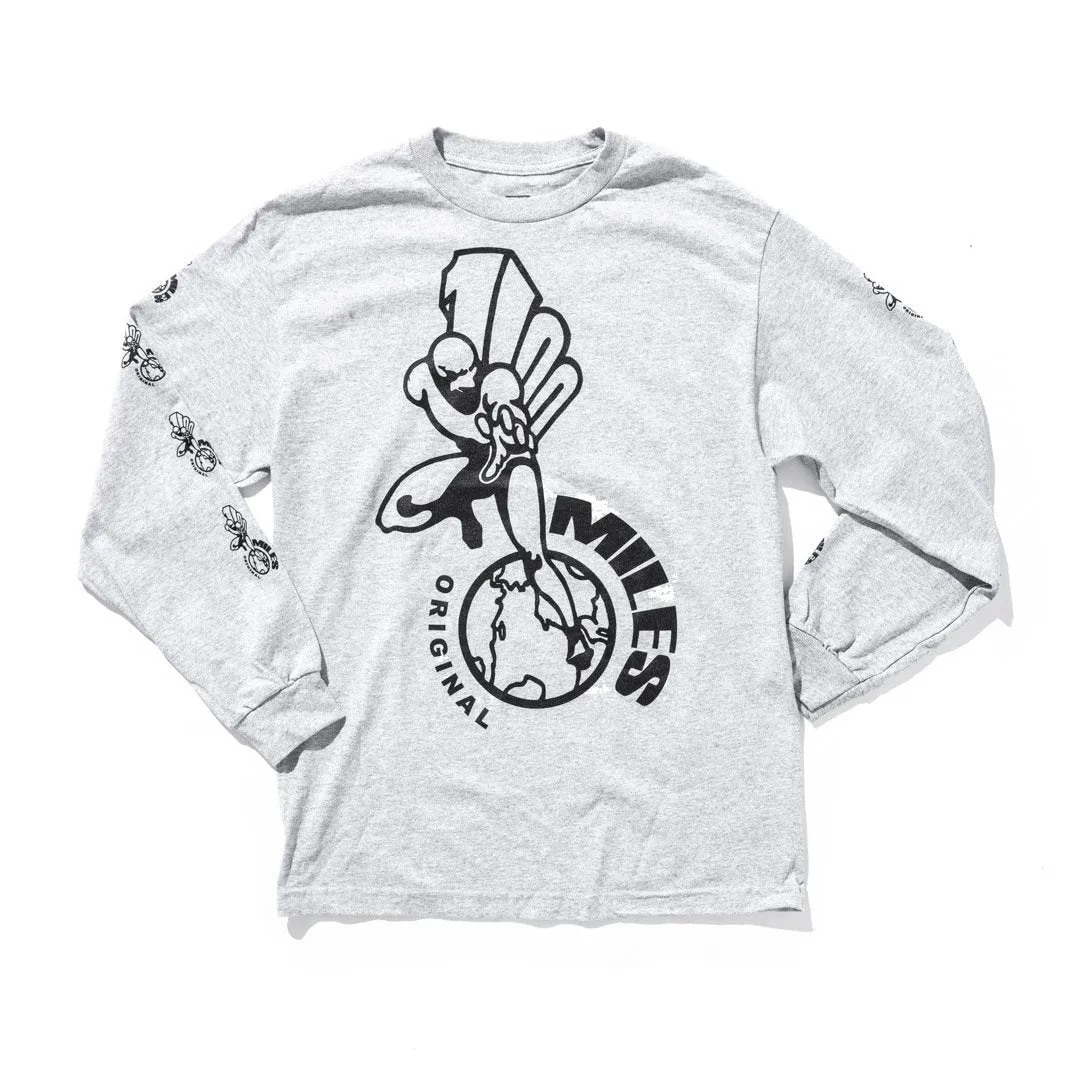 100 miles athletic grey original logo classic long sleeve