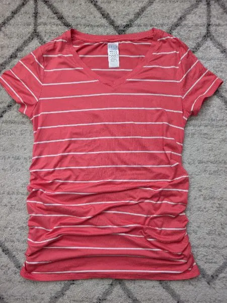 2 Striped Maternity Shirts, Grey & Pink, Small, Maternity S (4-6)