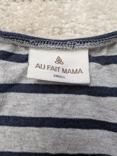 2 Striped Maternity Shirts, Grey & Pink, Small, Maternity S (4-6)