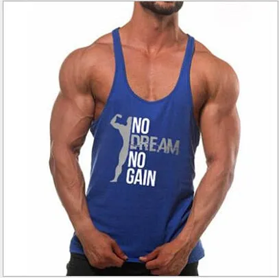 2019 New Brand arrival Men Gym Muscle Bodybuilding Sleeveless Shirt Hot Sale Tank Top Singlet Fitness Sport Print Vest Black