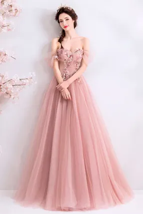 Anneprom Chic A line Off the shoulder Beautiful Prom Dress Unique Long Formal Gowns APP0602