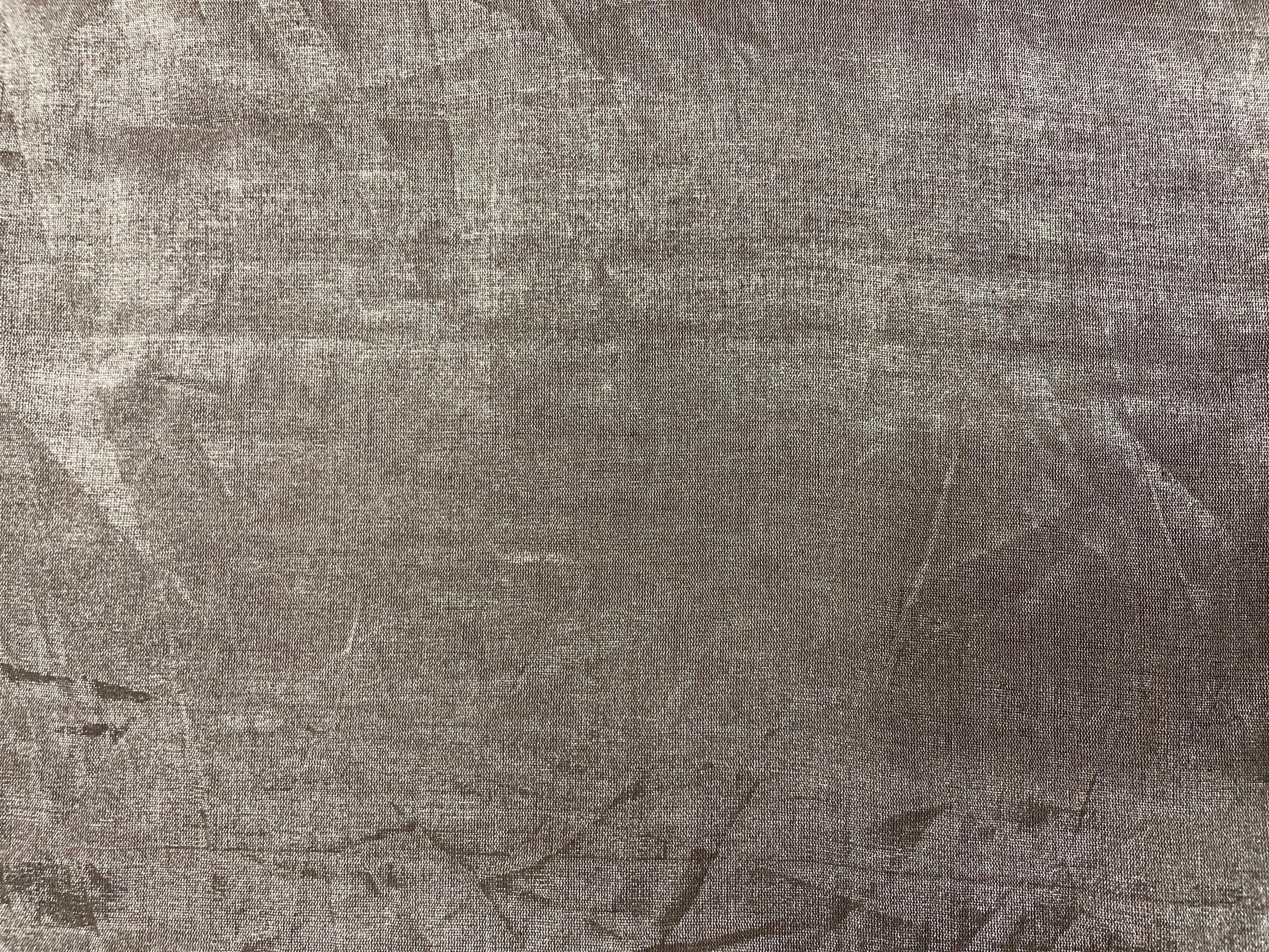 Antique Brown & Silver Plain Pure Tissue Fabric
