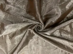 Antique Brown & Silver Plain Pure Tissue Fabric