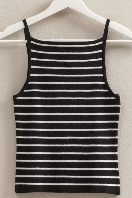 Aria Striped Knit Halter Neck Cami Top