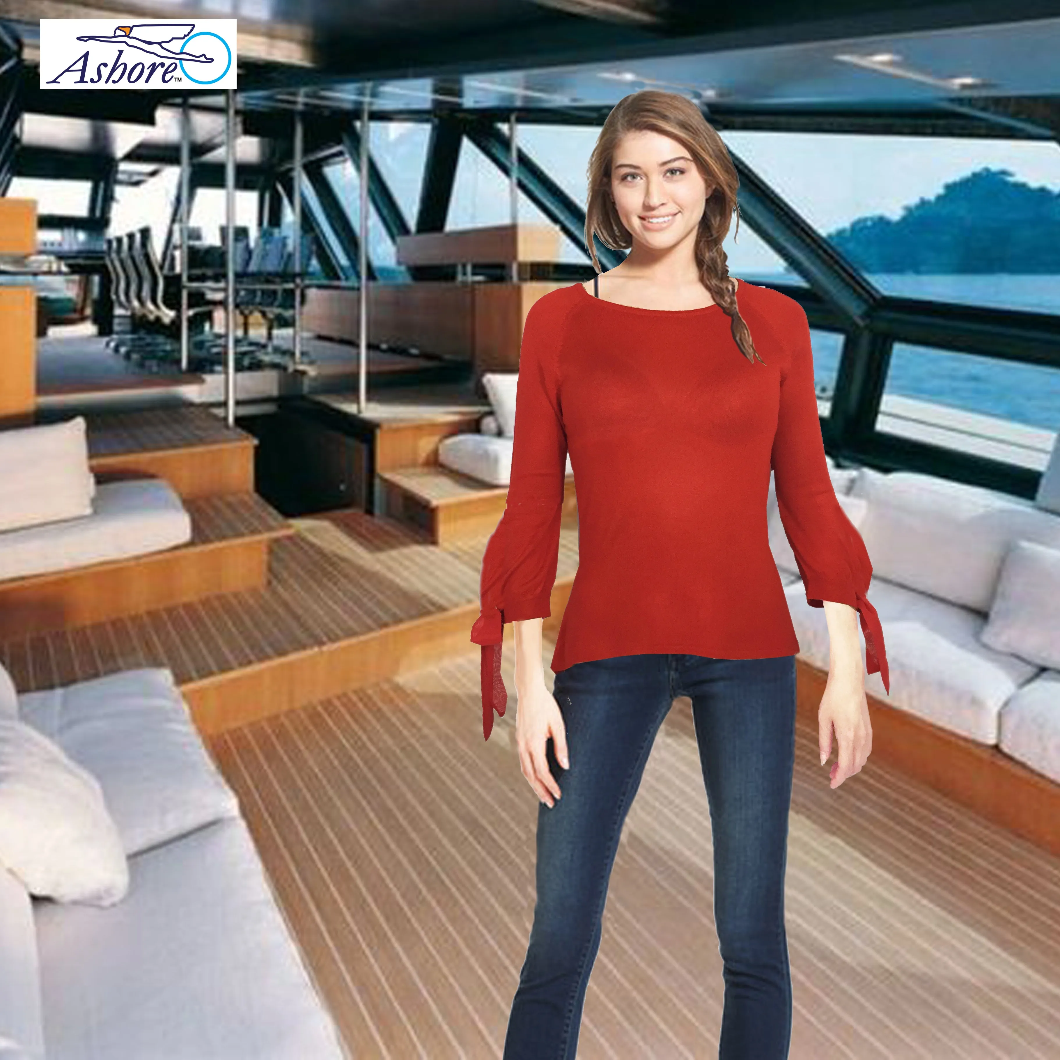 ASHORE WOMENS SLIM FIT FINE SWEATERS WITH BUBBLE CUFF