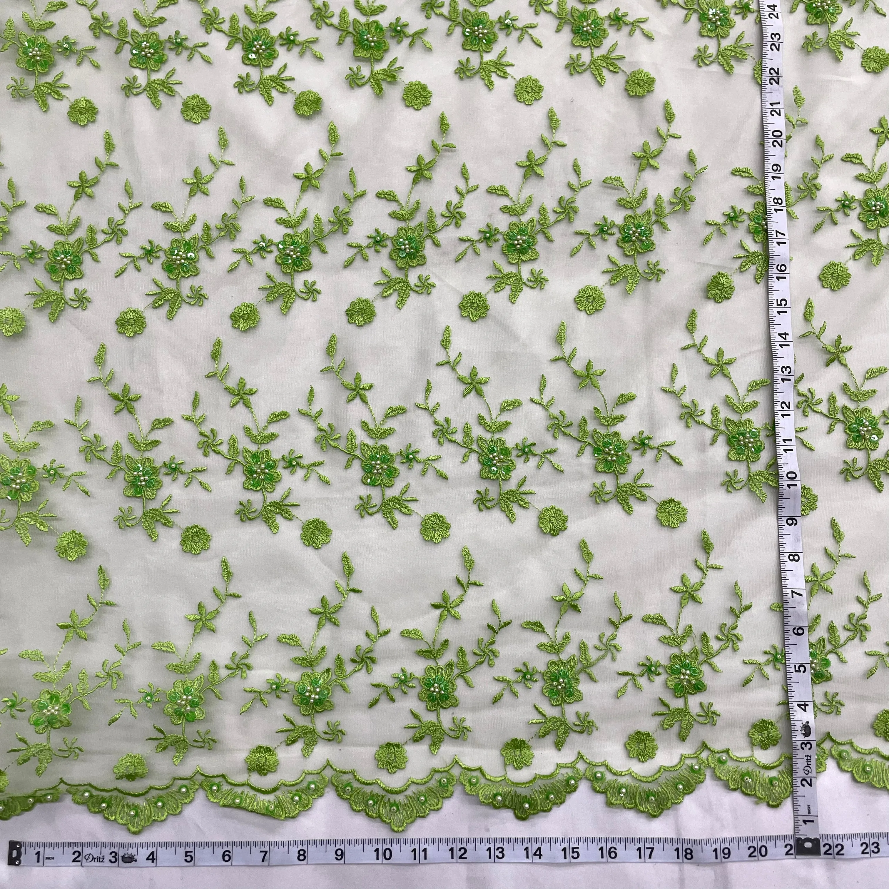 Beaded Lace Fabric Embroidered on 100% Polyester Net Mesh | Lace USA - 40832W-BP