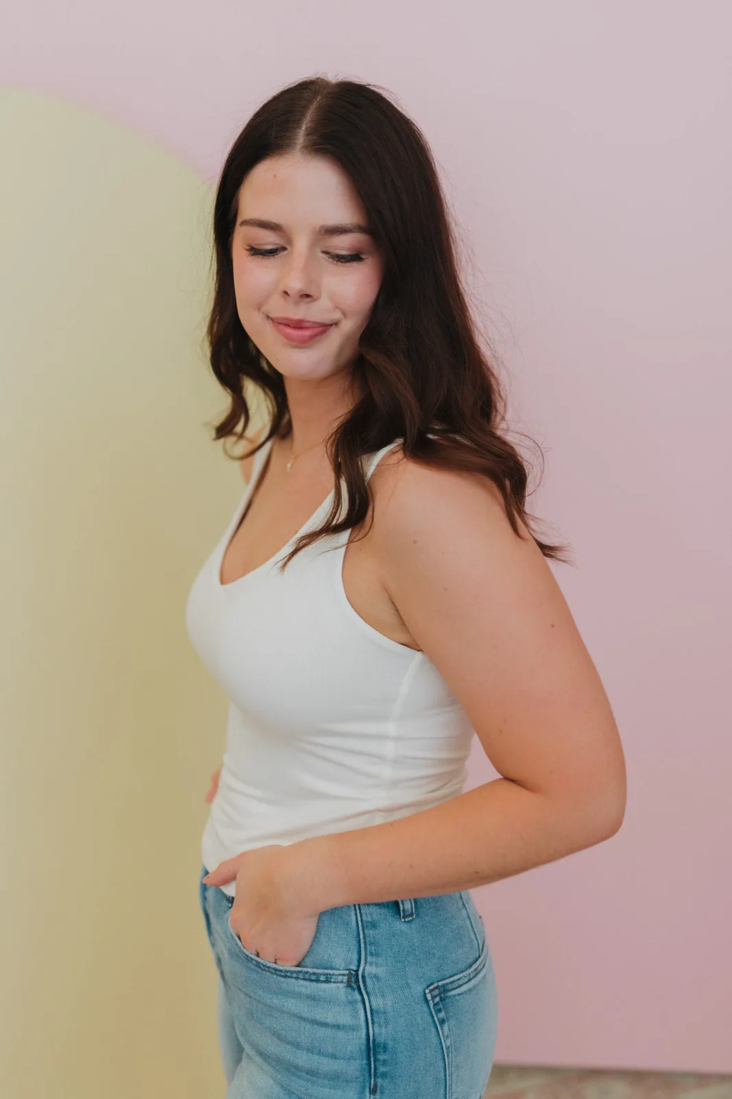 Behind The Times Off White Double Layer Tank