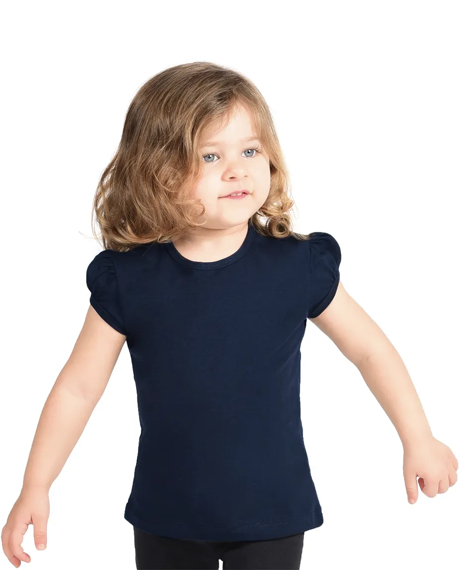 Big Girls Cotton Puff Sleeve Basic Crewneck T-Shirt