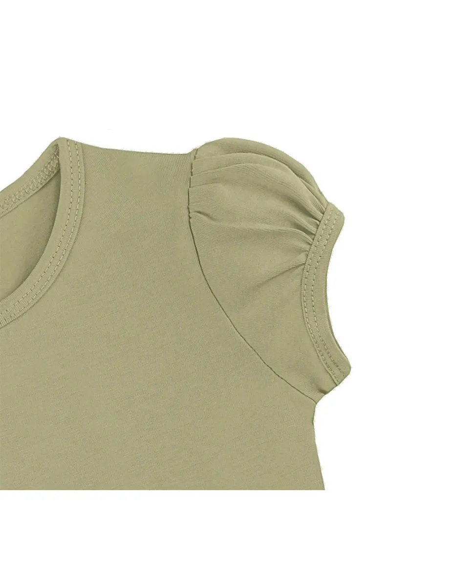 Big Girls Cotton Puff Sleeve Basic Crewneck T-Shirt