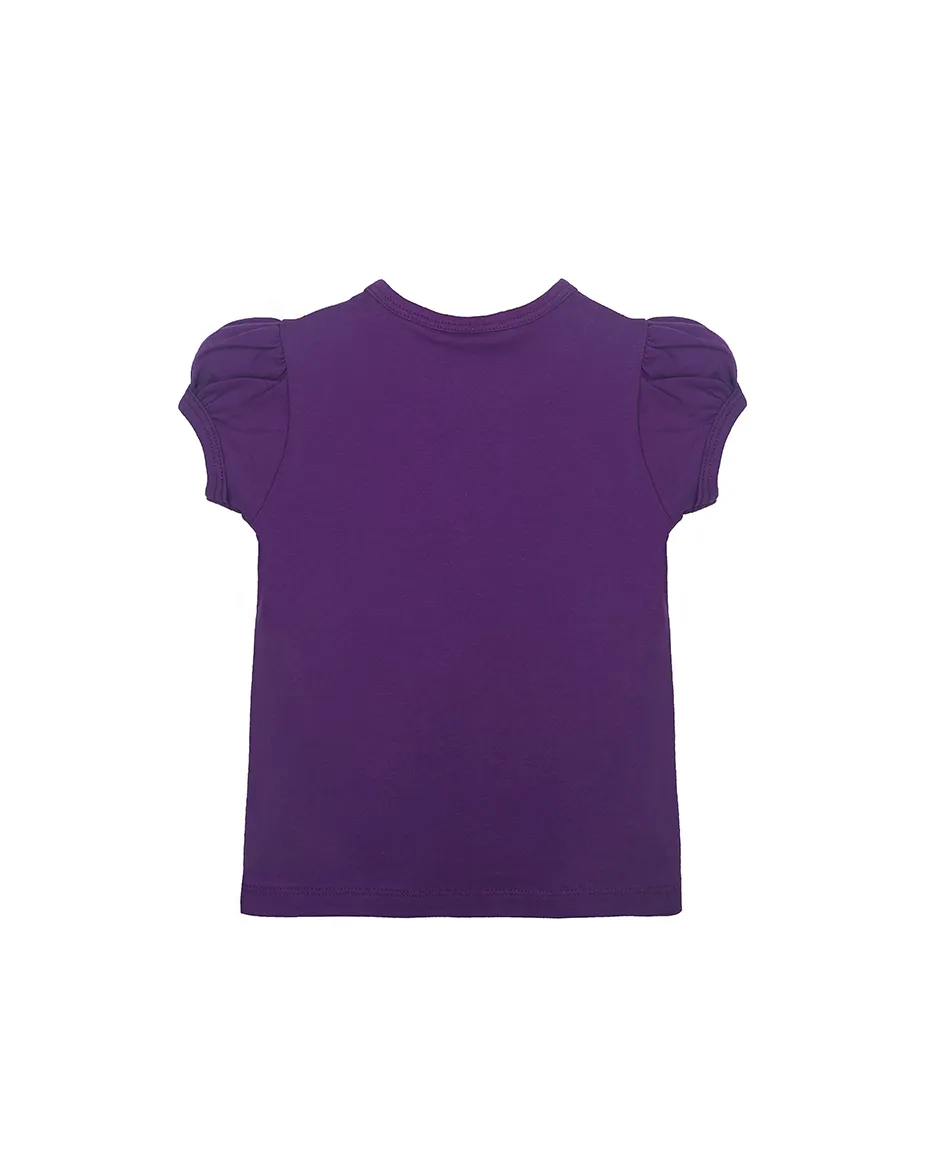Big Girls Cotton Puff Sleeve Basic Crewneck T-Shirt