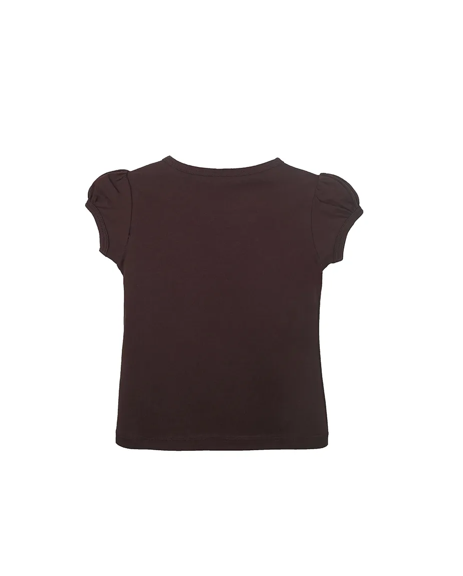 Big Girls Cotton Puff Sleeve Basic Crewneck T-Shirt