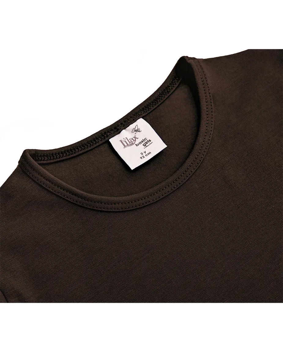 Big Girls Cotton Puff Sleeve Basic Crewneck T-Shirt