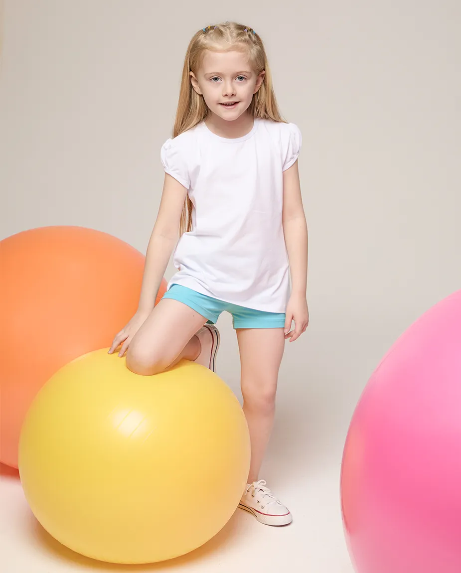 Big Girls Cotton Puff Sleeve Basic Crewneck T-Shirt