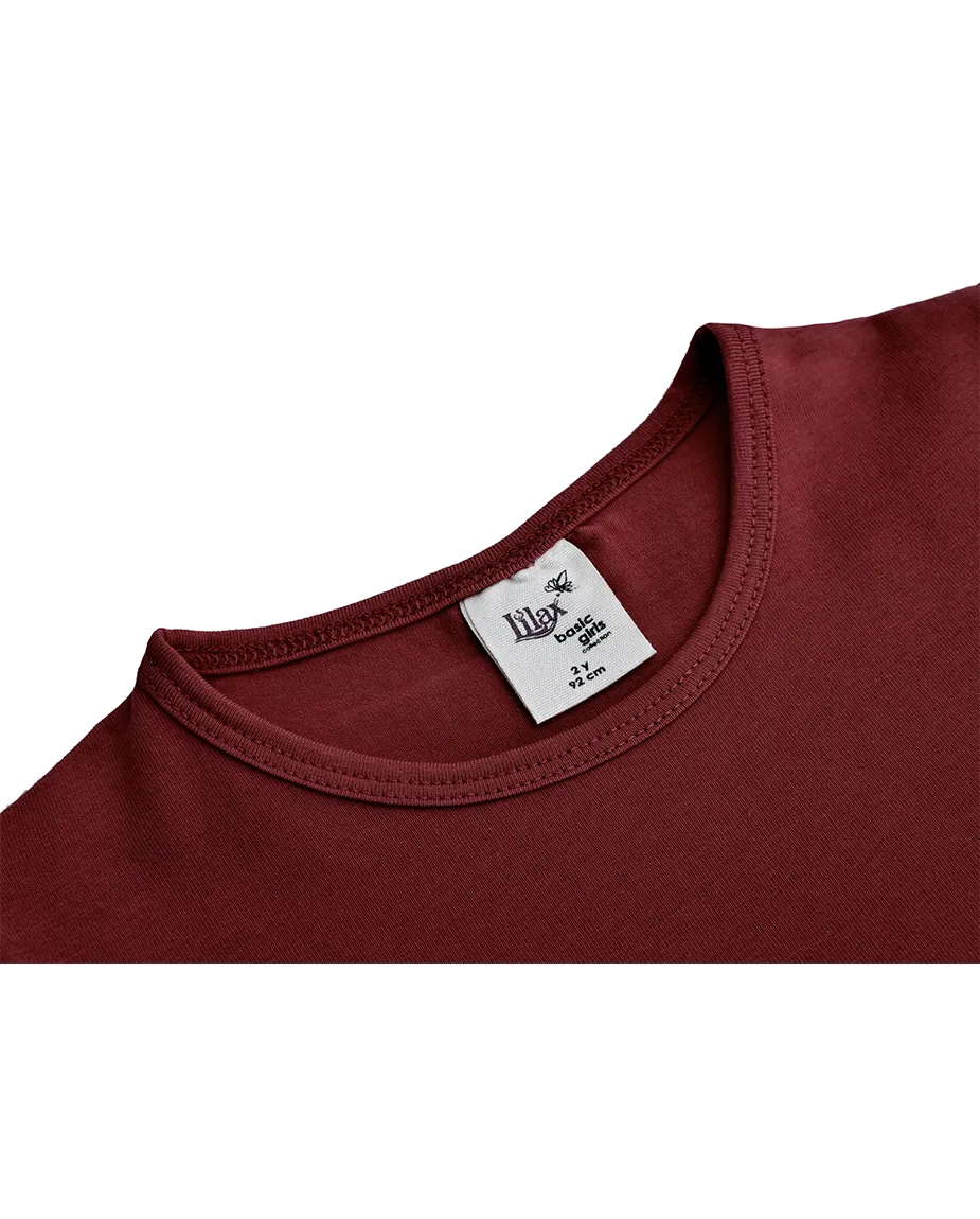 Big Girls Cotton Puff Sleeve Basic Crewneck T-Shirt