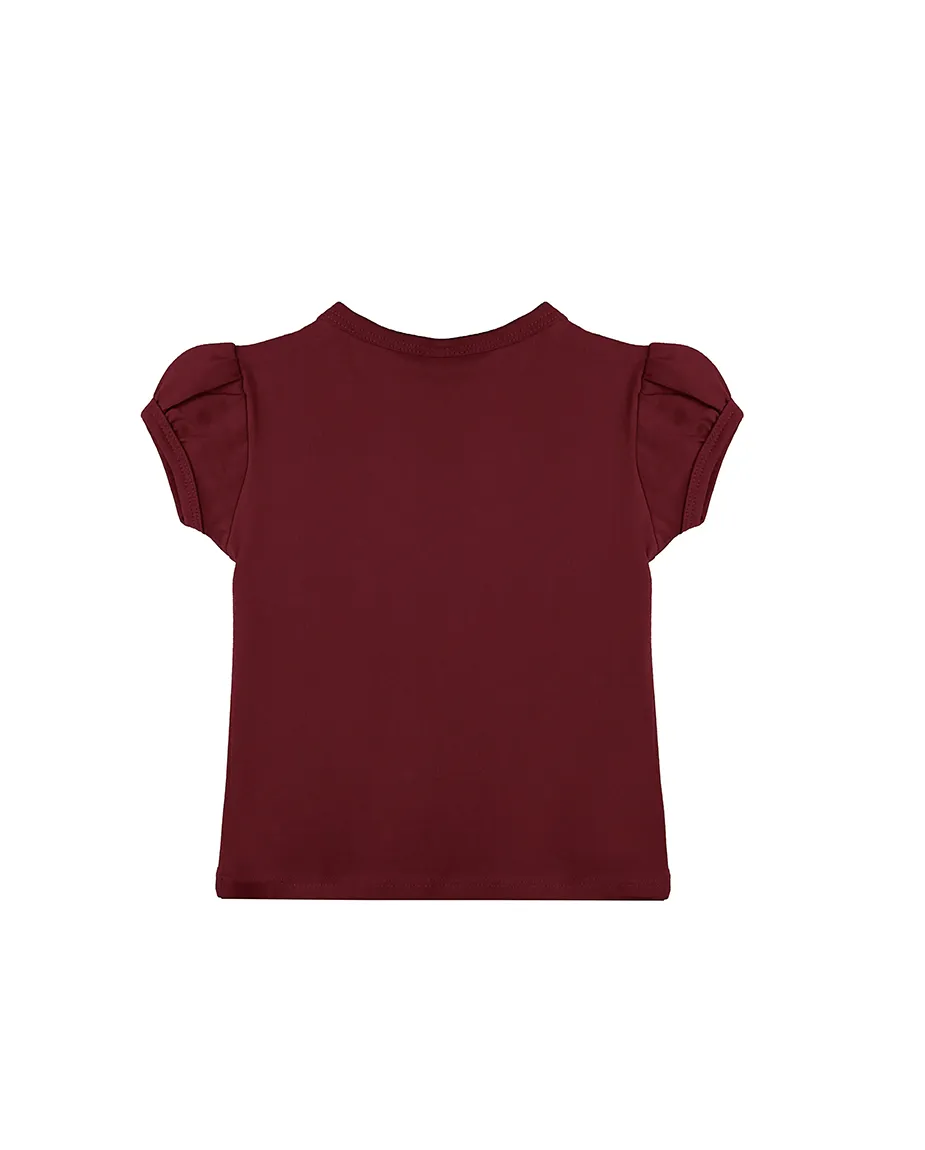 Big Girls Cotton Puff Sleeve Basic Crewneck T-Shirt