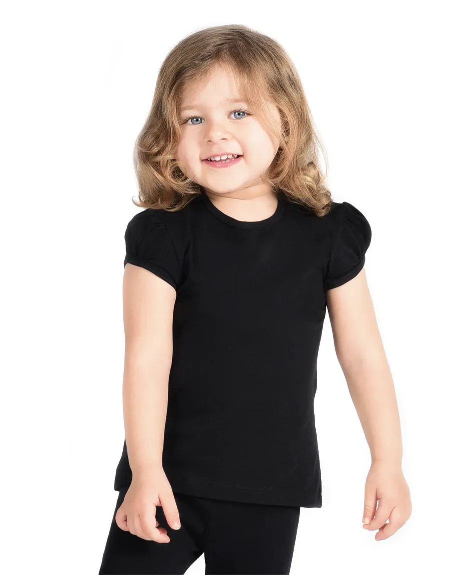 Big Girls Cotton Puff Sleeve Basic Crewneck T-Shirt
