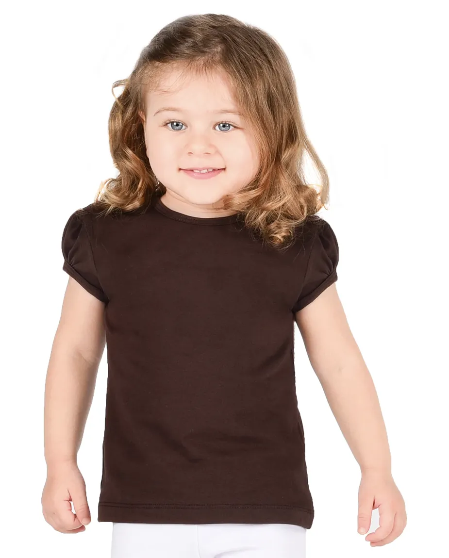 Big Girls Cotton Puff Sleeve Basic Crewneck T-Shirt