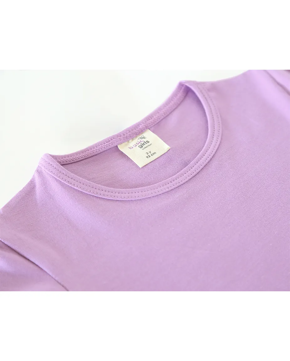 Big Girls Cotton Puff Sleeve Basic Crewneck T-Shirt