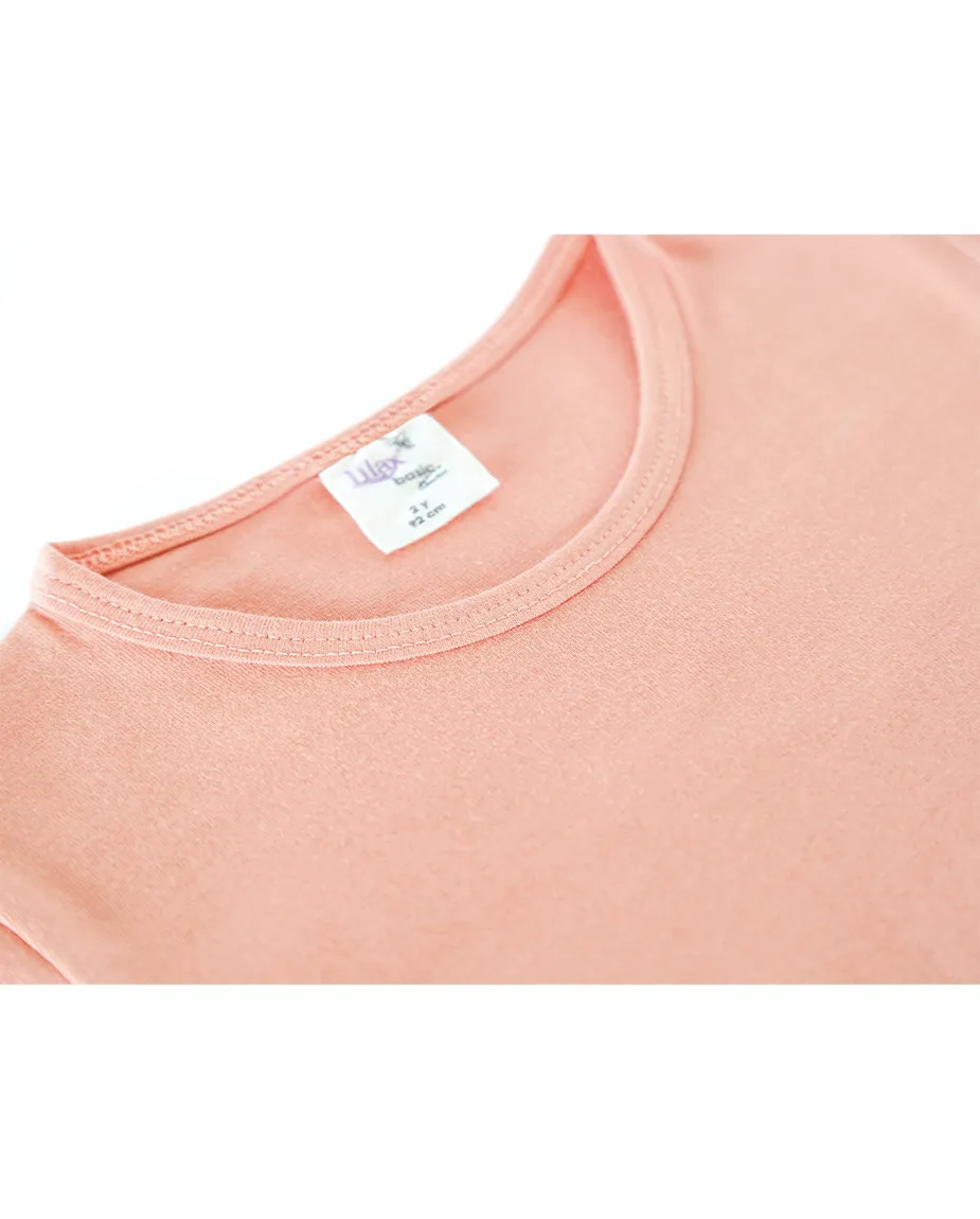 Big Girls Cotton Puff Sleeve Basic Crewneck T-Shirt