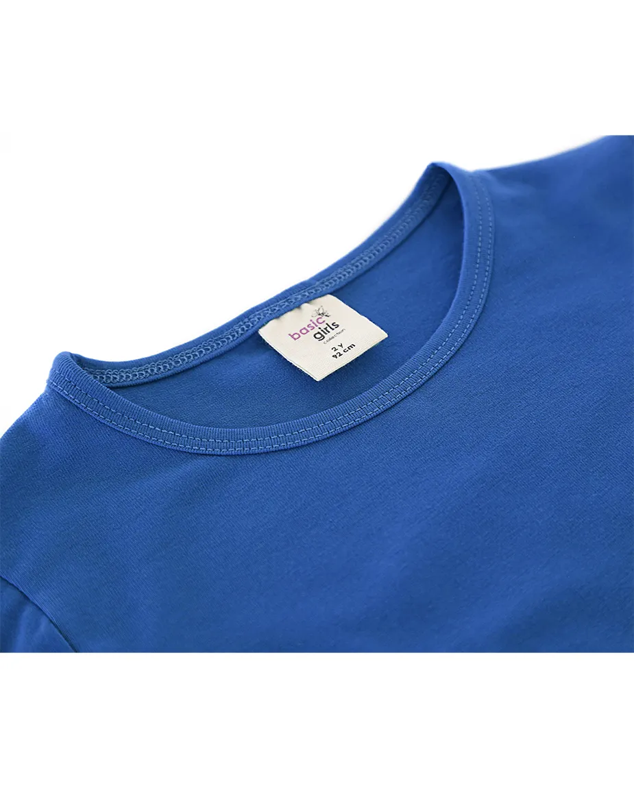 Big Girls Cotton Puff Sleeve Basic Crewneck T-Shirt