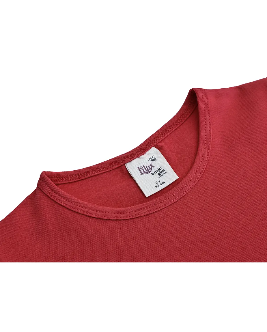 Big Girls Cotton Puff Sleeve Basic Crewneck T-Shirt
