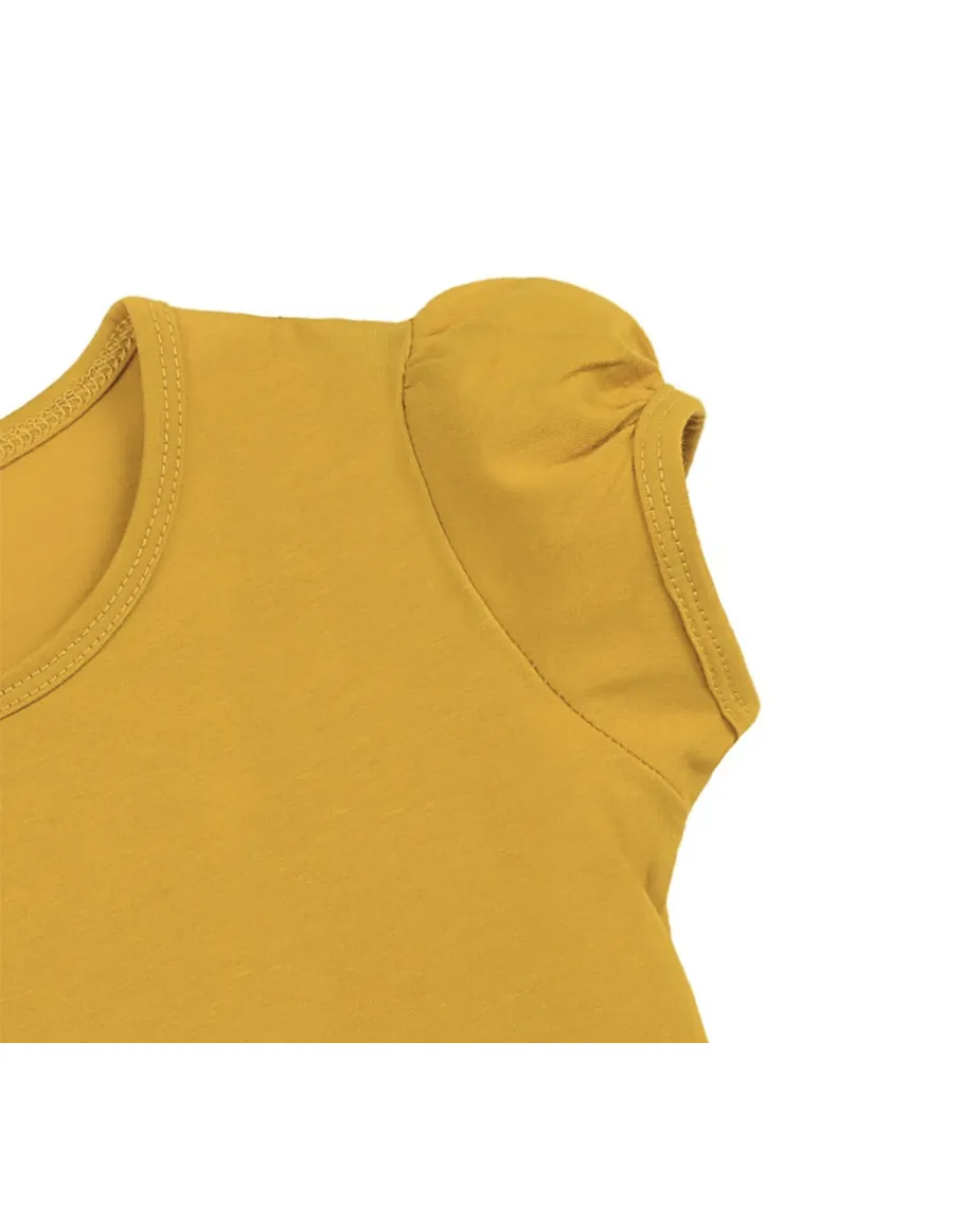 Big Girls Cotton Puff Sleeve Basic Crewneck T-Shirt