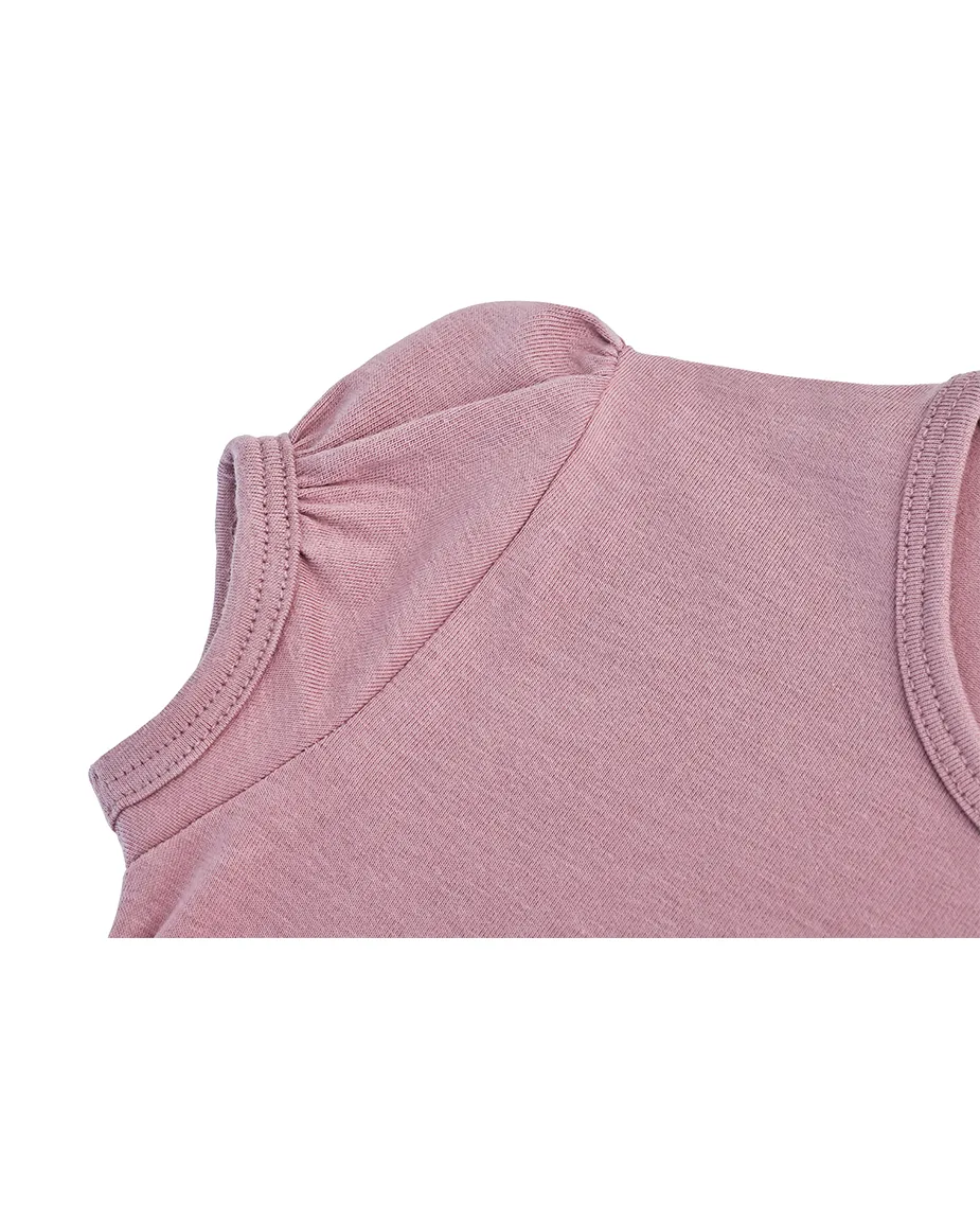 Big Girls Cotton Puff Sleeve Basic Crewneck T-Shirt
