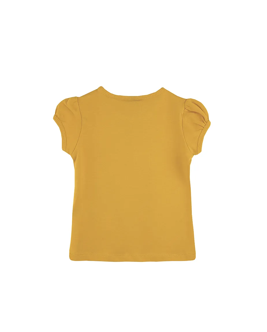 Big Girls Cotton Puff Sleeve Basic Crewneck T-Shirt