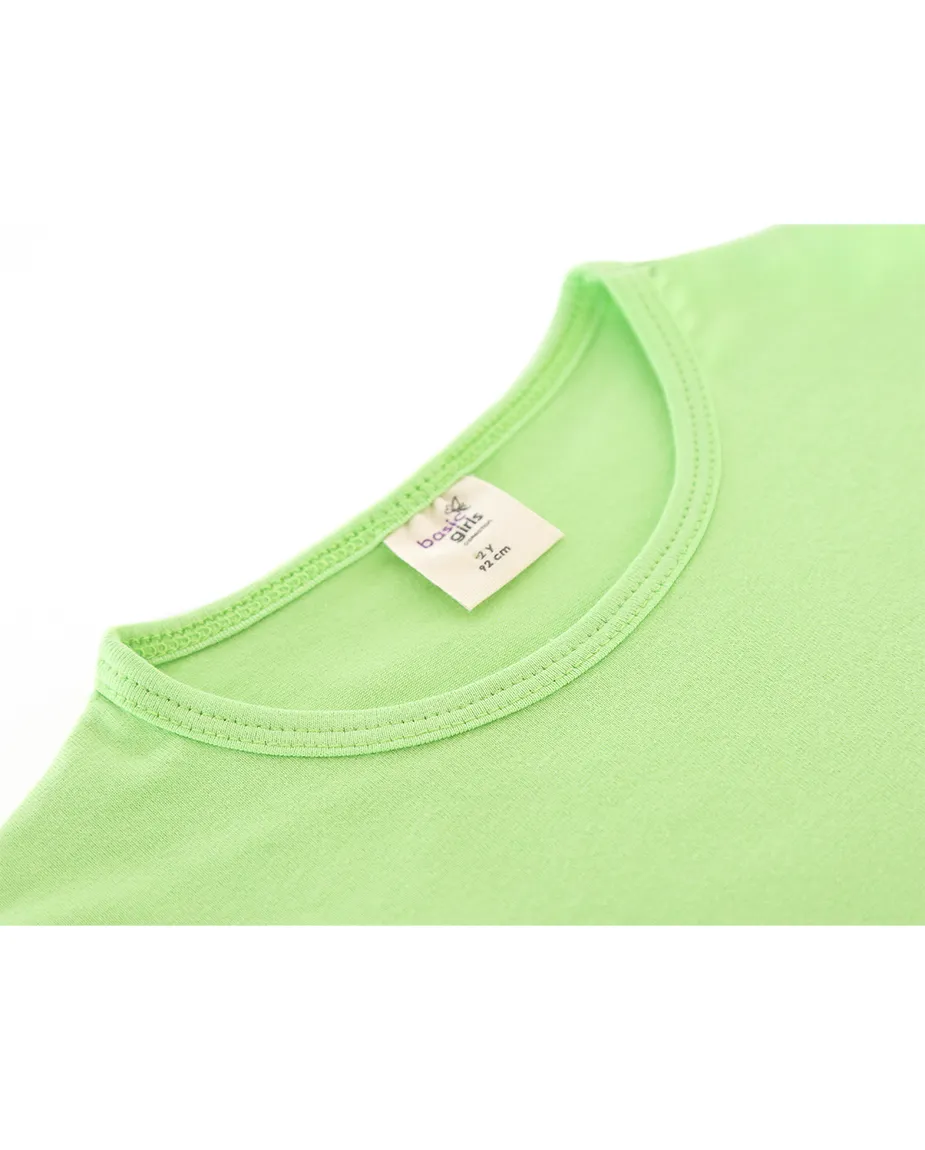 Big Girls Cotton Puff Sleeve Basic Crewneck T-Shirt