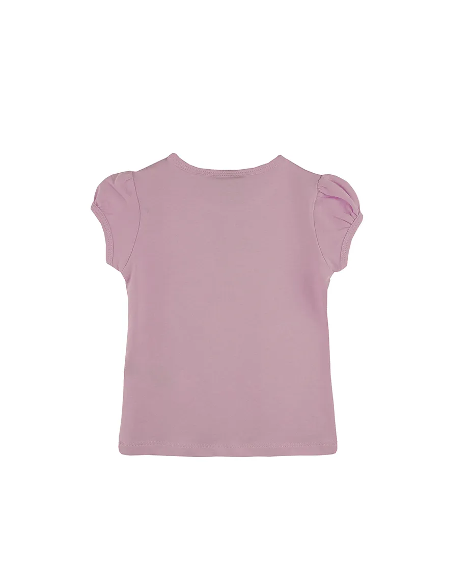 Big Girls Cotton Puff Sleeve Basic Crewneck T-Shirt