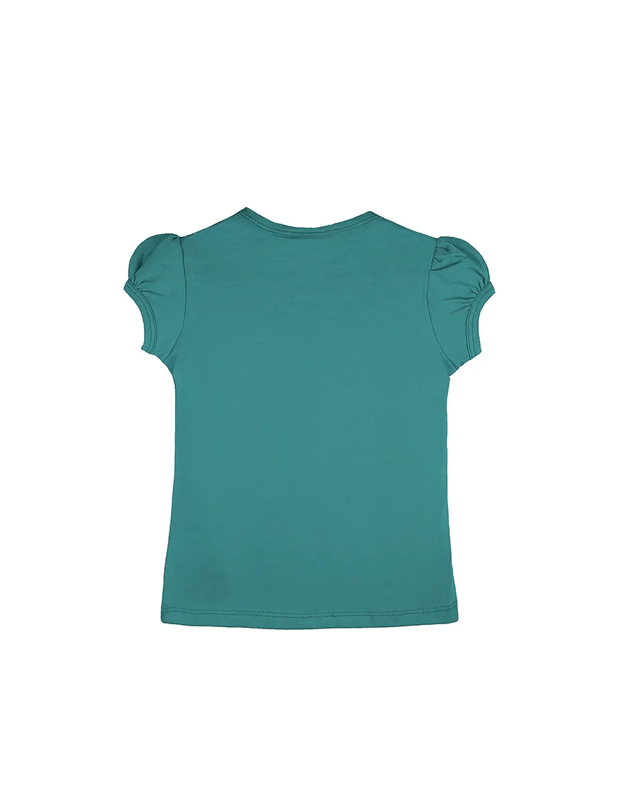 Big Girls Cotton Puff Sleeve Basic Crewneck T-Shirt