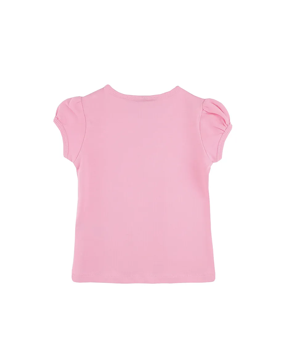 Big Girls Cotton Puff Sleeve Basic Crewneck T-Shirt