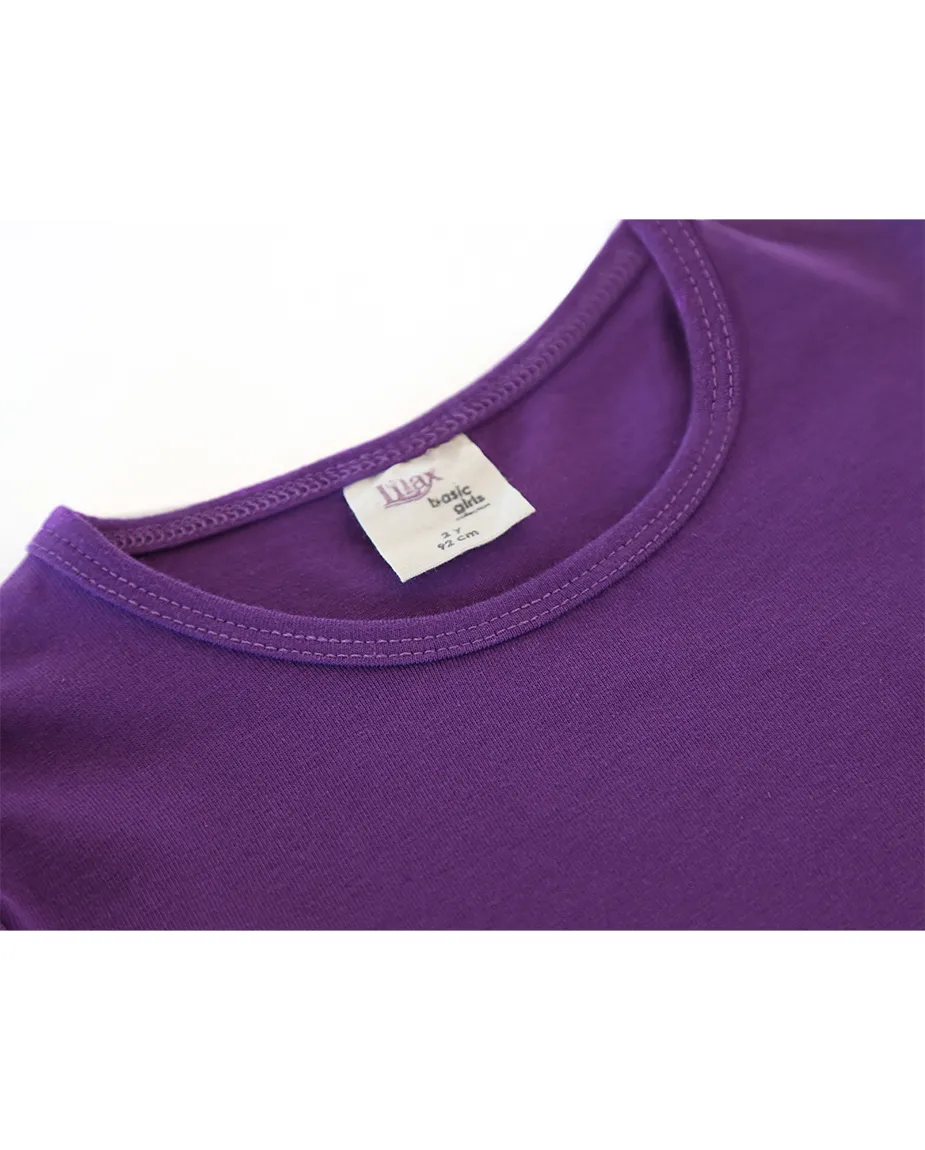 Big Girls Cotton Puff Sleeve Basic Crewneck T-Shirt