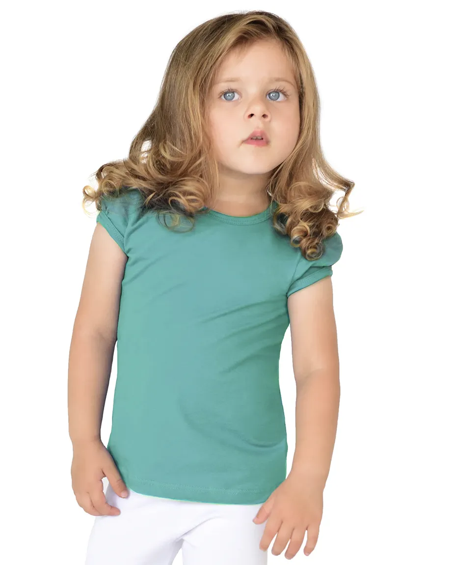 Big Girls Cotton Puff Sleeve Basic Crewneck T-Shirt