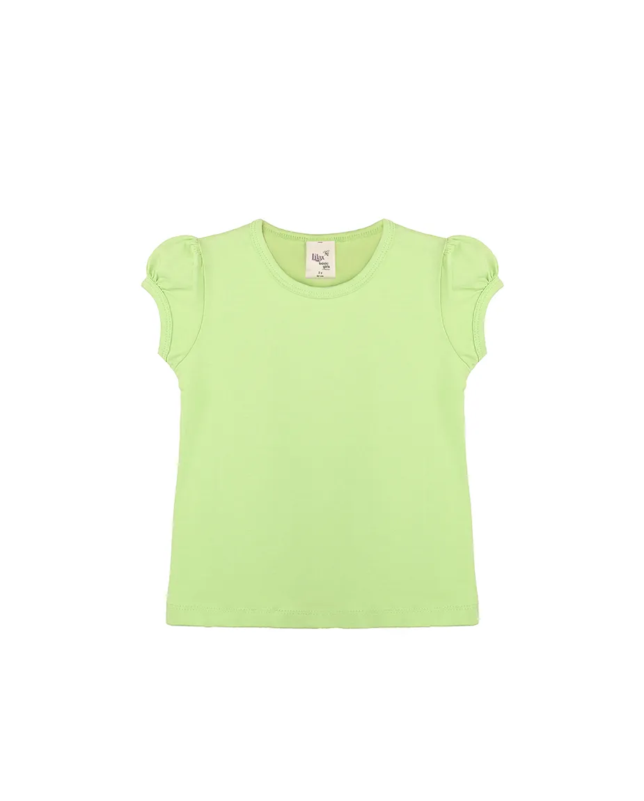 Big Girls Cotton Puff Sleeve Basic Crewneck T-Shirt