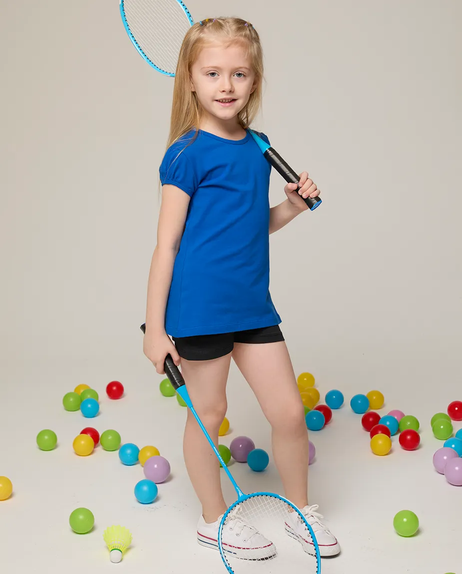 Big Girls Cotton Puff Sleeve Basic Crewneck T-Shirt
