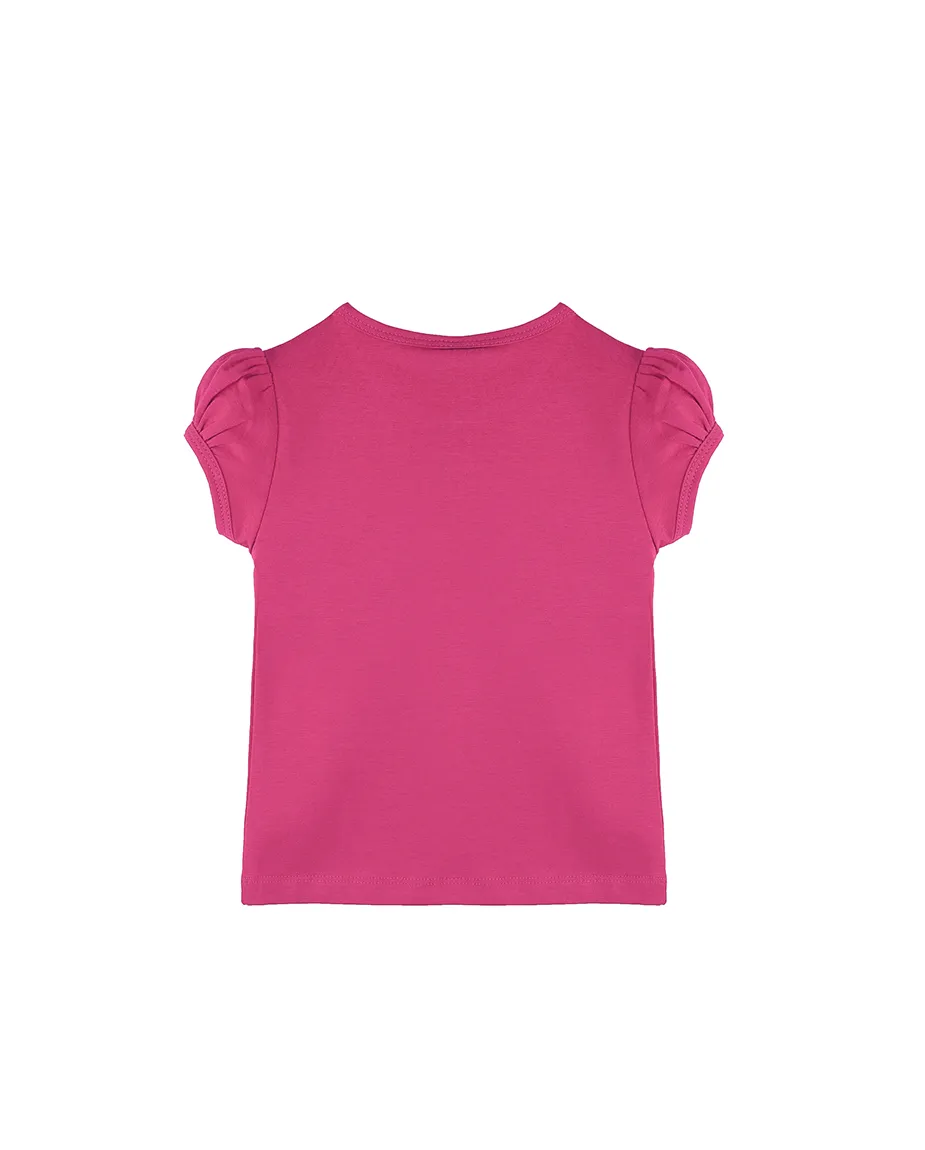 Big Girls Cotton Puff Sleeve Basic Crewneck T-Shirt