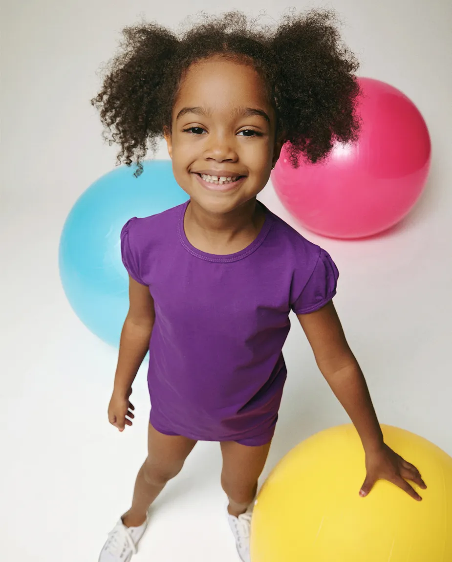Big Girls Cotton Puff Sleeve Basic Crewneck T-Shirt