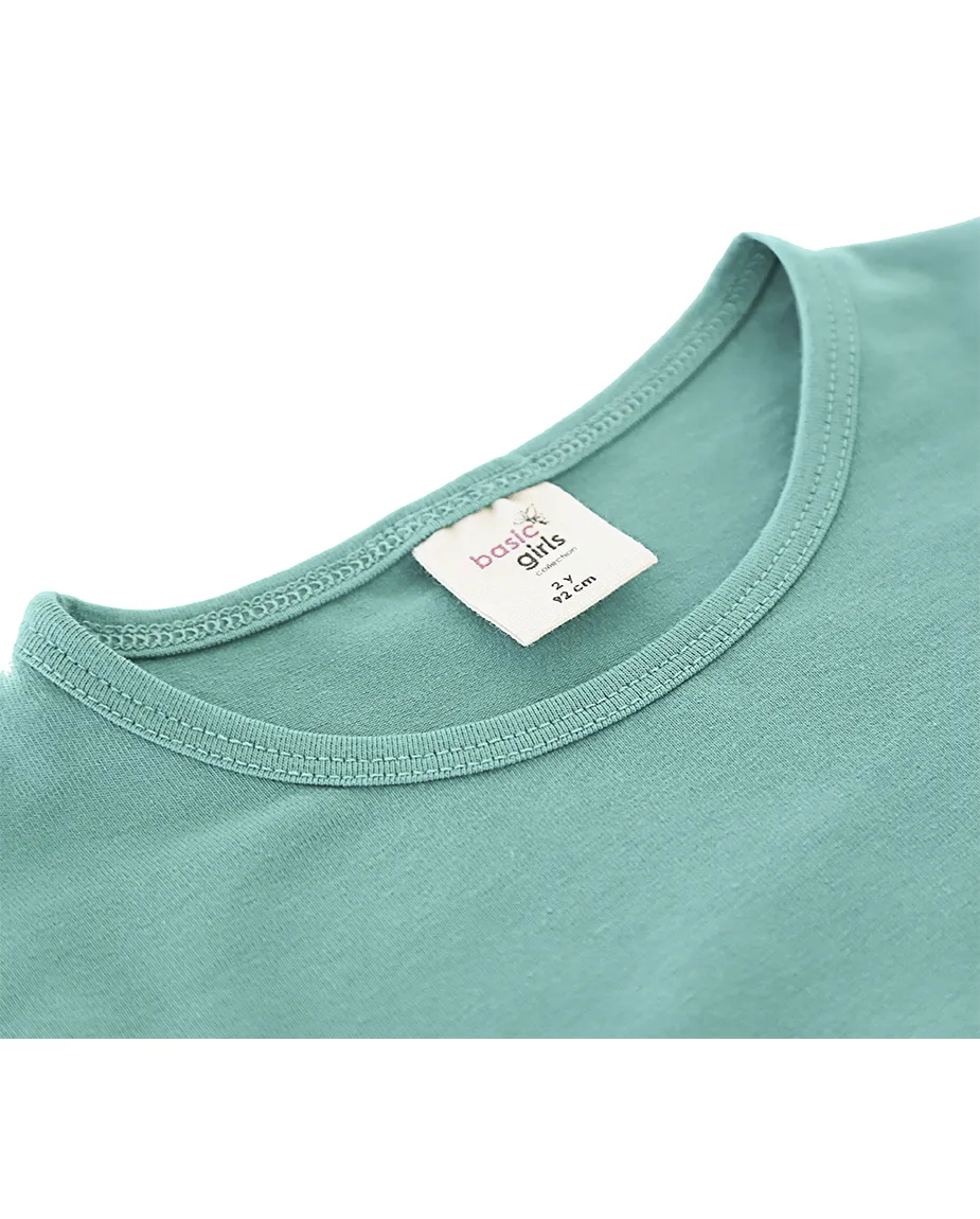 Big Girls Cotton Puff Sleeve Basic Crewneck T-Shirt