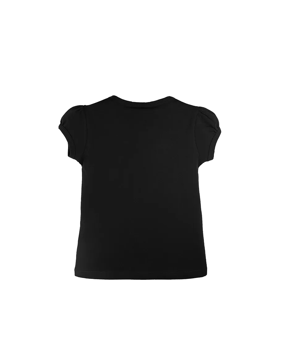 Big Girls Cotton Puff Sleeve Basic Crewneck T-Shirt