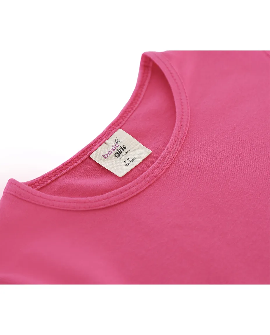 Big Girls Cotton Puff Sleeve Basic Crewneck T-Shirt