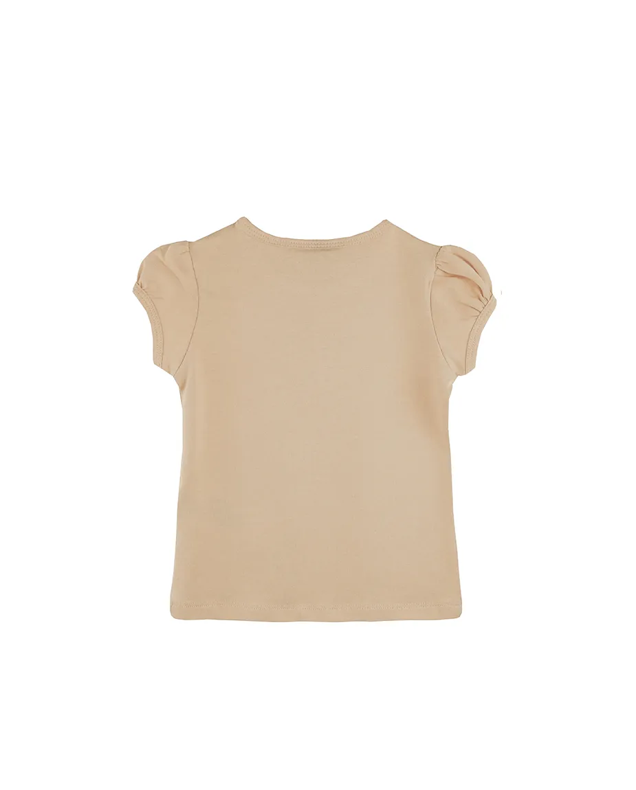 Big Girls Cotton Puff Sleeve Basic Crewneck T-Shirt