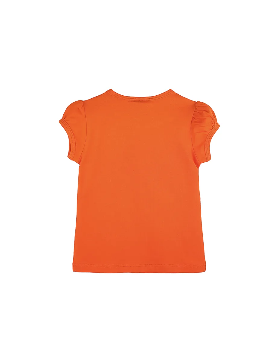 Big Girls Cotton Puff Sleeve Basic Crewneck T-Shirt