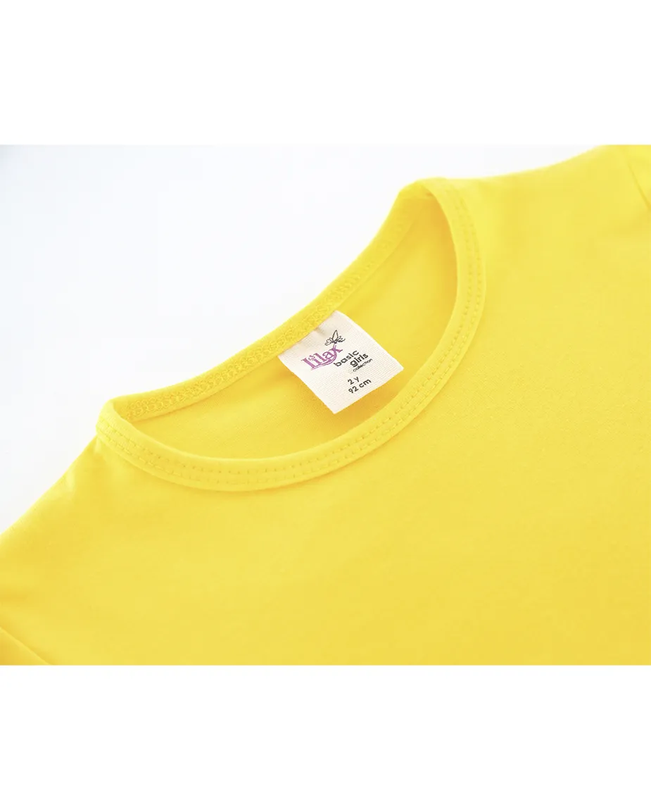 Big Girls Cotton Puff Sleeve Basic Crewneck T-Shirt