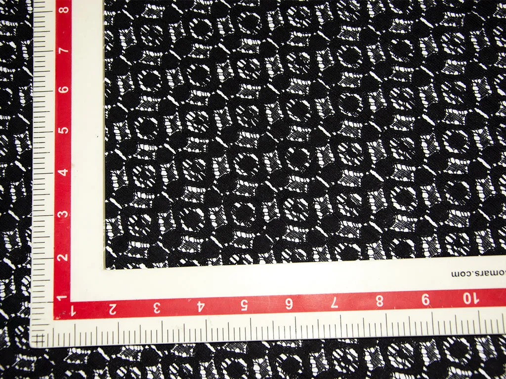 Black Geometric Design Cotton Net Fabric (Wholesale)
