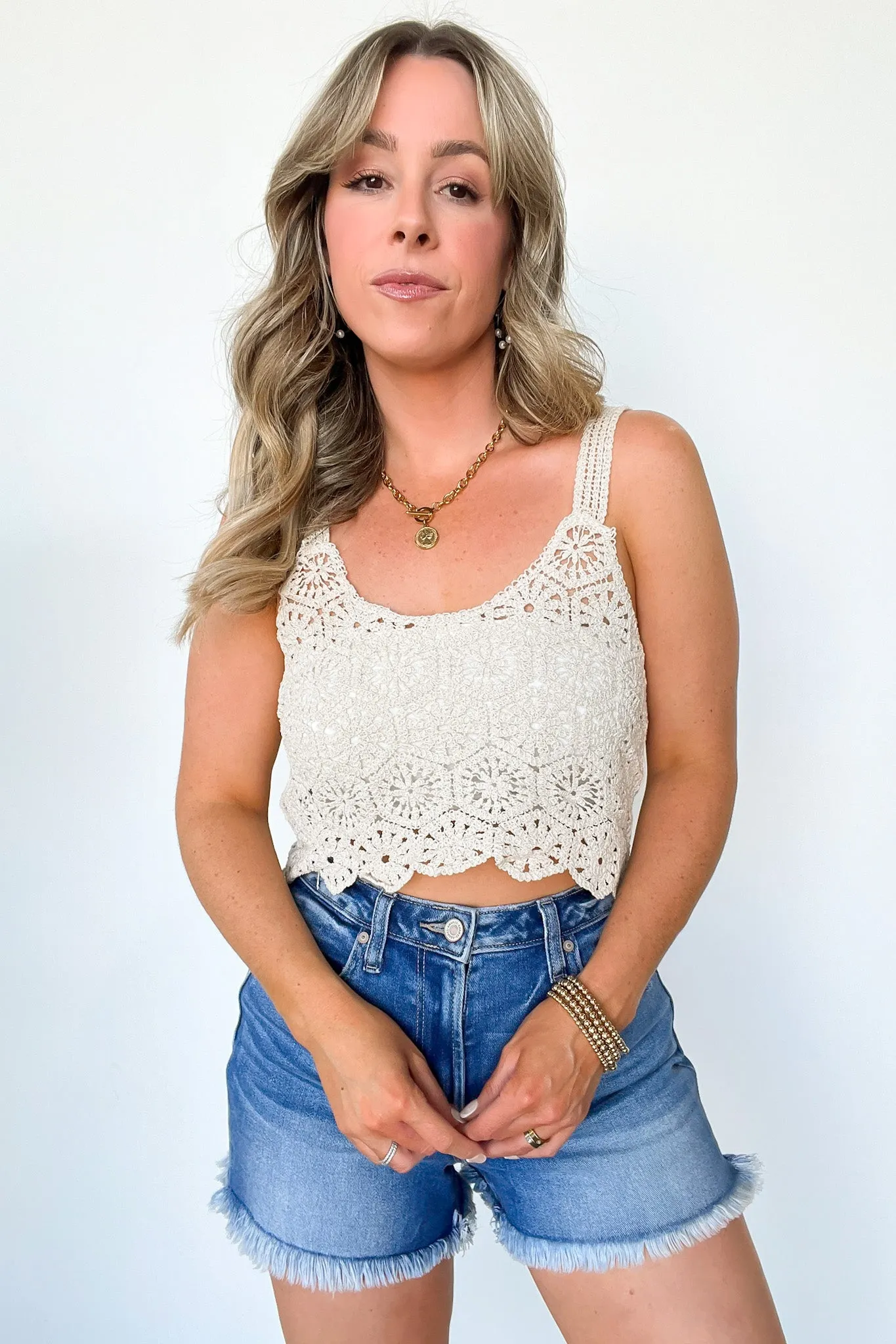 Blissful Ease Crochet Tank Top - FINAL SALE