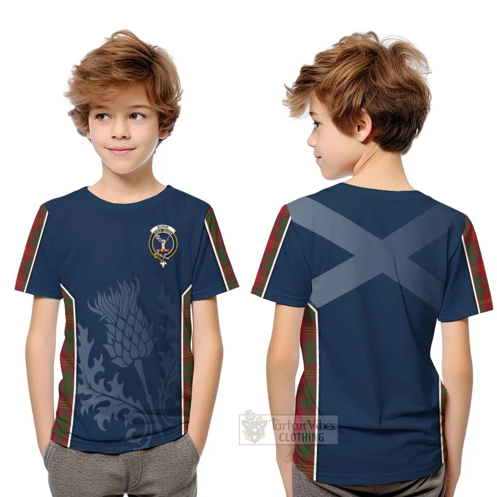 Burns Tartan Kid T-Shirt with Family Crest and Scottish Thistle Vibes Sport Style