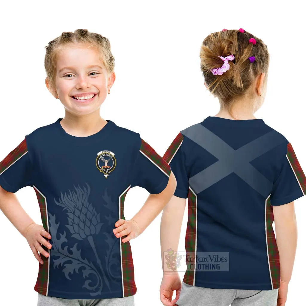 Burns Tartan Kid T-Shirt with Family Crest and Scottish Thistle Vibes Sport Style