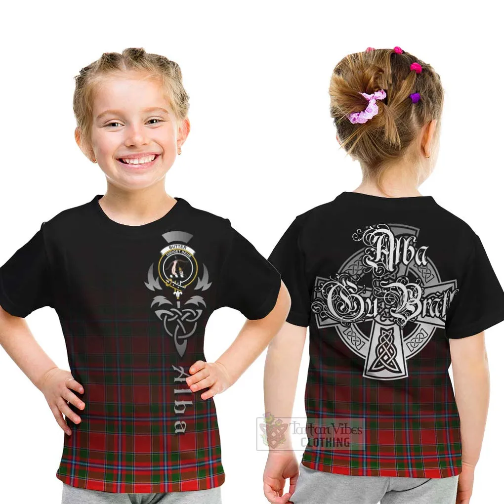 Butter Tartan Kid T-Shirt Featuring Alba Gu Brath Family Crest Celtic Inspired