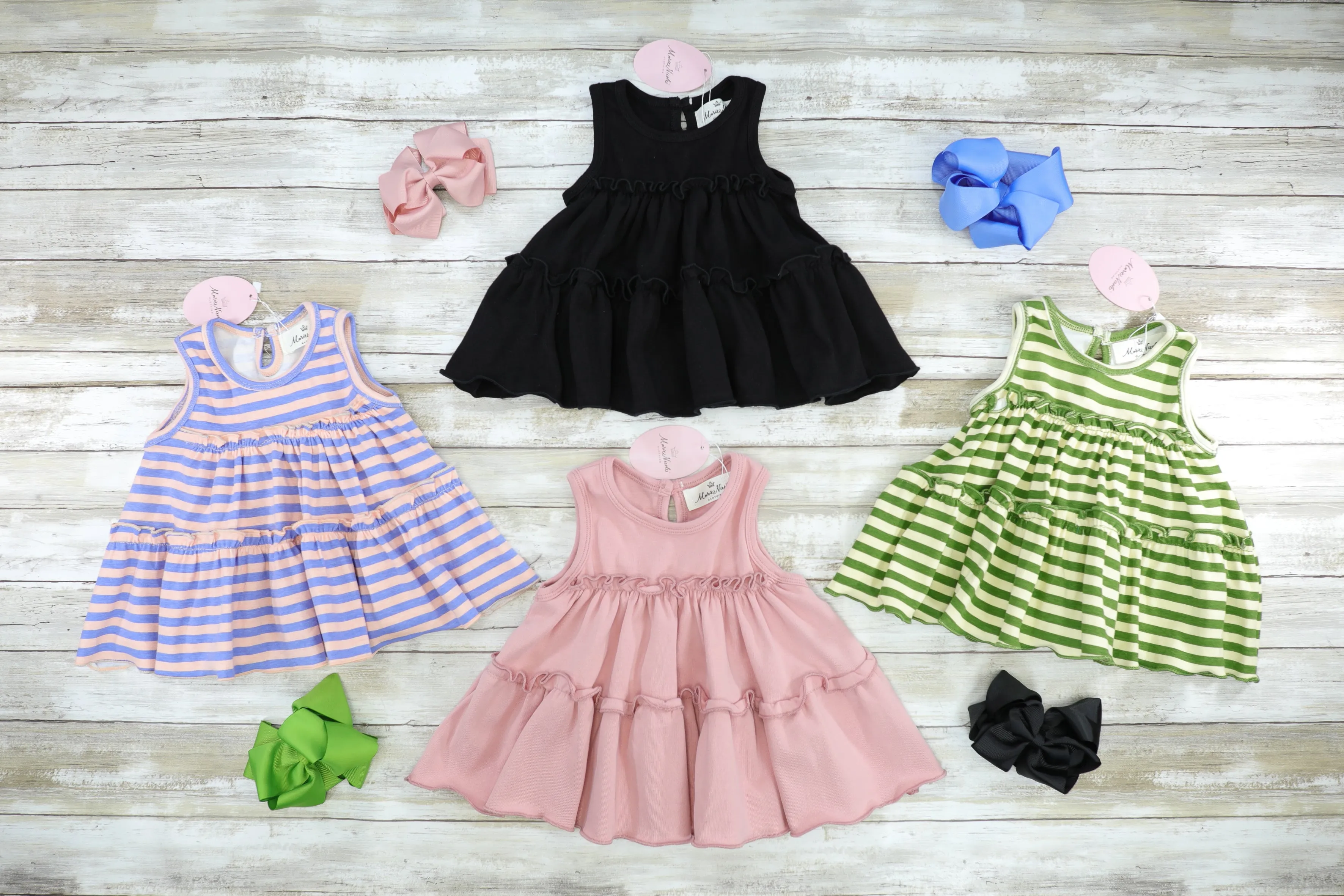 Cotton Swing Ruffle Tank - Peach/Orchid Striped